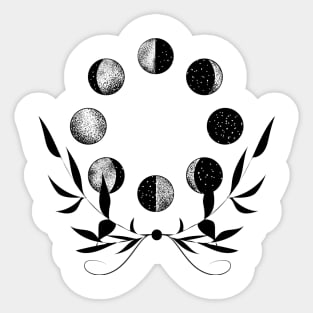 The Moon changes I Black and White Sticker